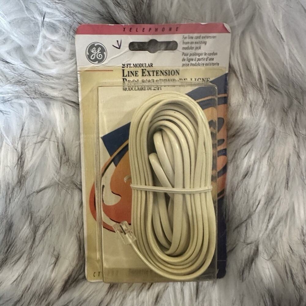 GE 25 ft Beige Phone Line Cord RJ-11 to RJ-11 Modular Extension CTP338